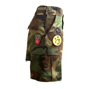 "Kamikaze" Handmade Woodland Camo Cargo Patched Army Skirt, Fits Size S-M, 1of 1